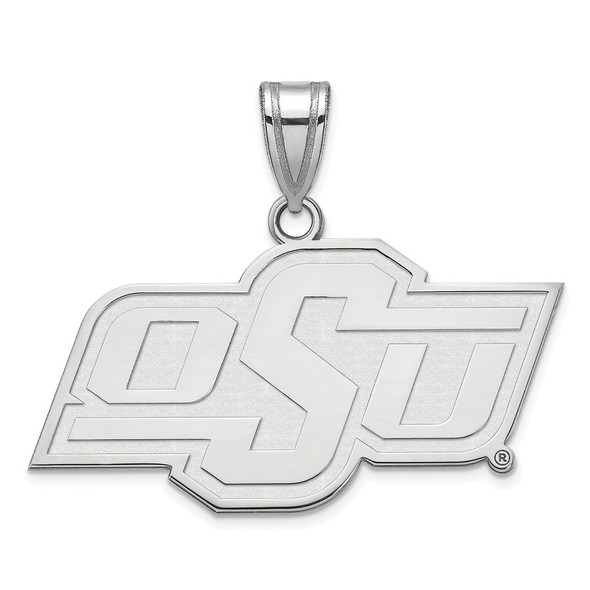 14k White Gold LogoArt Oklahoma State University O-S-U Medium Pendant