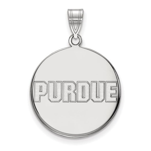 14k White Gold LogoArt Purdue University Block Type Large Disc Pendant