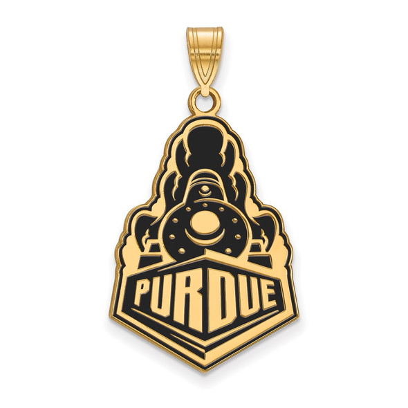 Sterling Silver Gold-plated LogoArt Purdue University Boilermakers Train Logo Extra Large Enameled Pendant