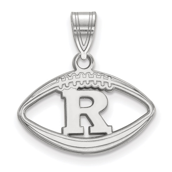 Sterling Silver Rhodium-plated LogoArt Rutgers University Letter R Football Pendant