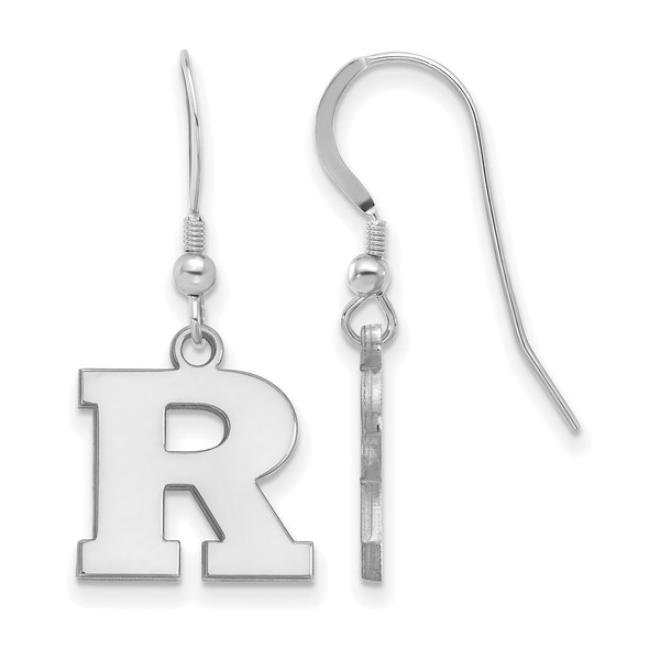 Sterling Silver Rhodium-plated LogoArt Rutgers University Letter R Small Dangle Wire Earrings