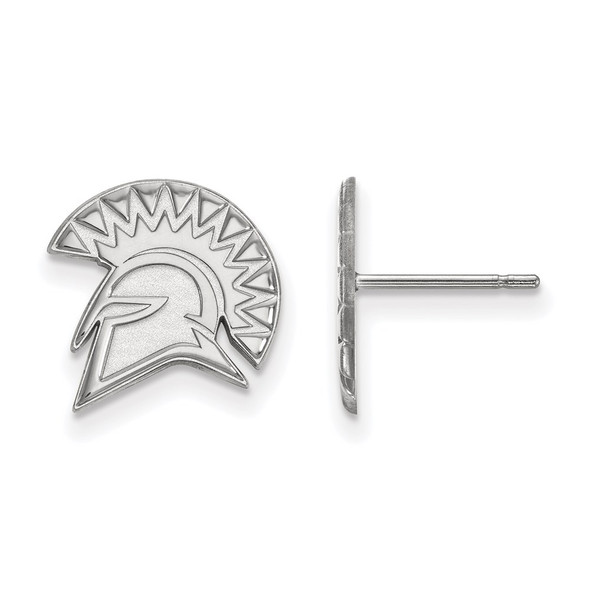 14k White Gold LogoArt San Jose State University Spartan Small Post Earrings