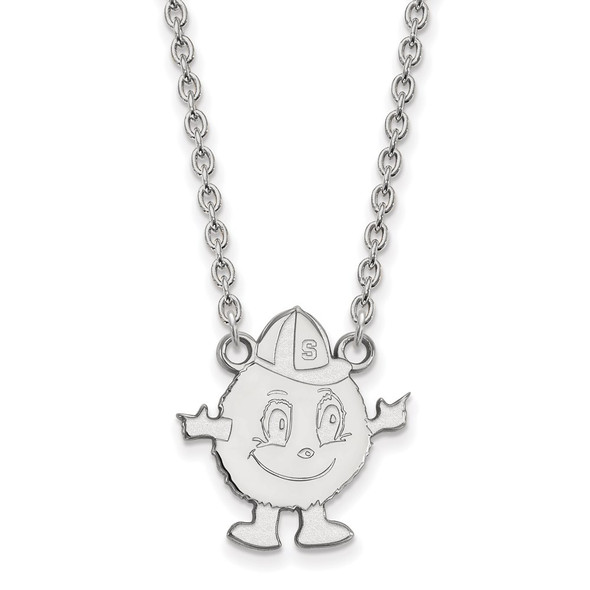 14k White Gold LogoArt Syracuse University Mascot Large Pendant 18 inch Necklace