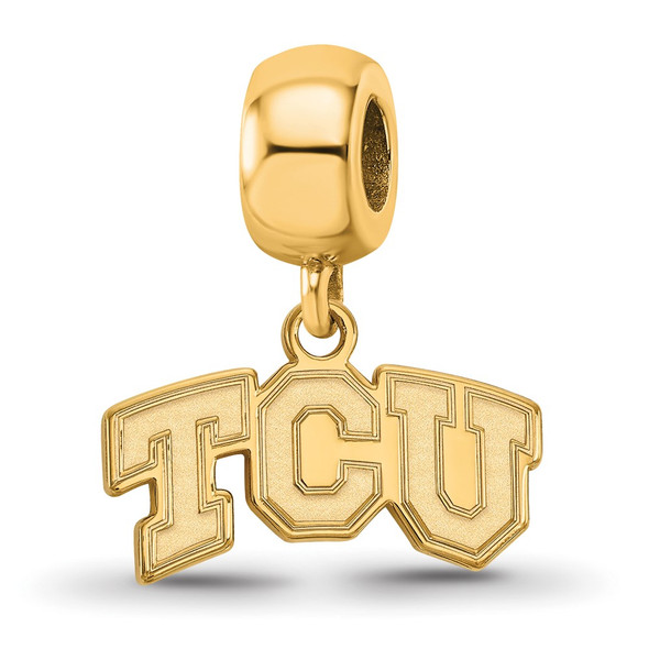 Sterling Silver Gold-plated LogoArt Texas Christian University T-C-U Extra Small Dangle Bead Charm