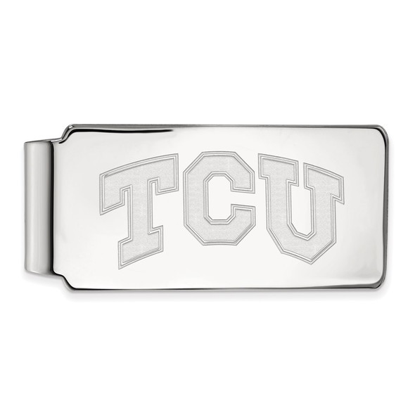 Sterling Silver Rhodium-plated LogoArt Texas Christian University T-C-U Money Clip