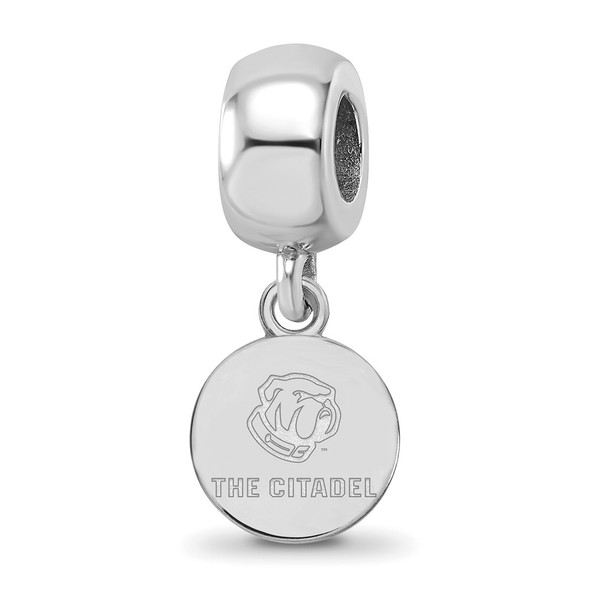 Sterling Silver Rhodium-plated LogoArt The Citadel XS Dangle Bead Charm