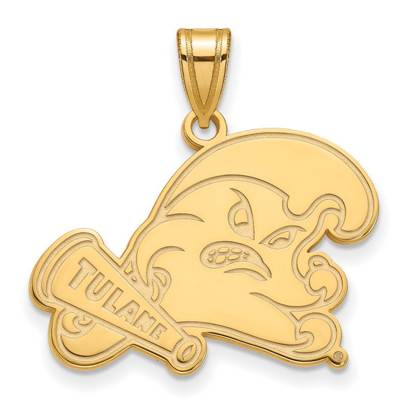 Sterling Silver Gold-plated LogoArt Tulane University Large Pendant