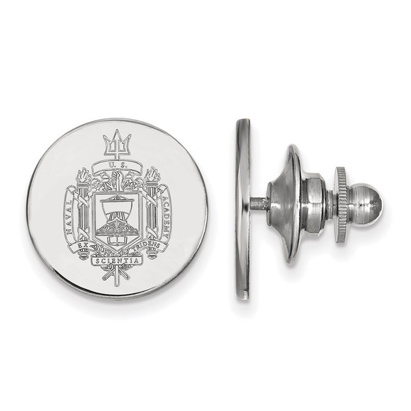 Sterling Silver Rhodium-plated LogoArt US Naval Academy Crest Lapel Pin