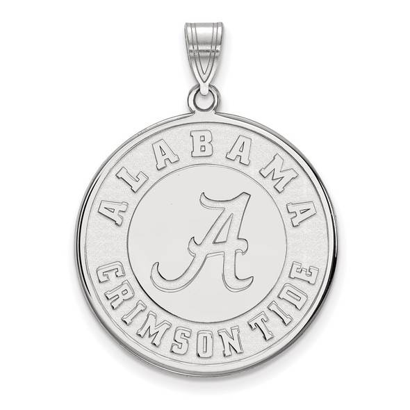 Sterling Silver Rhodium-plated LogoArt University of Alabama Crimson Tide Extra Large Disc Pendant