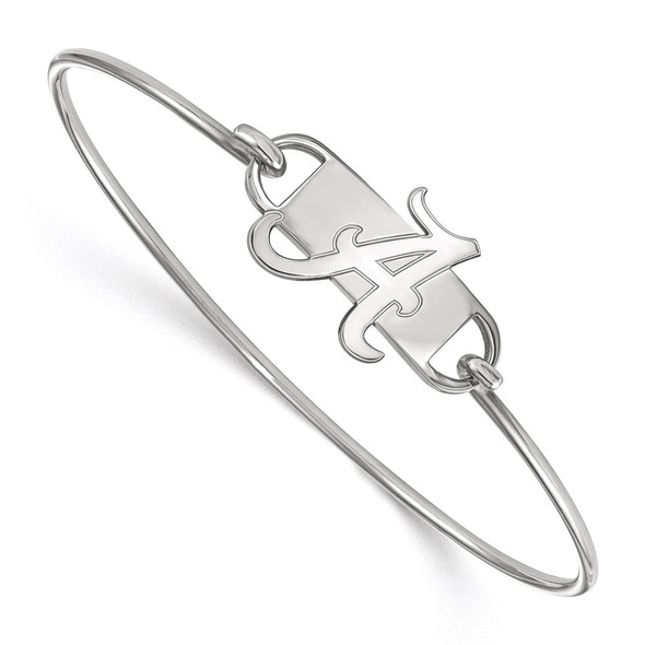 Sterling Silver Rhodium-plated LogoArt University of Alabama Letter A Medium Center 7 inch Wire Bangle Bracelet