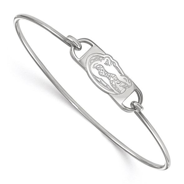 Sterling Silver Rhodium-plated LogoArt University of Florida Gator Small Center 7 inch Wire Bangle Bracelet