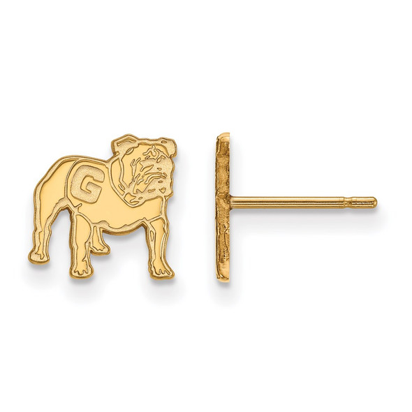 Sterling Silver Gold-plated LogoArt University of Georgia Bulldog Extra Small Post Earrings GP064UGA