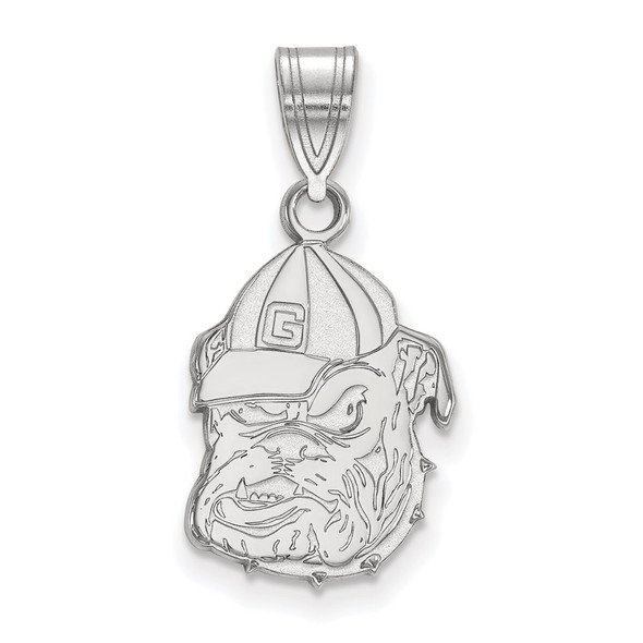 Sterling Silver Rhodium-plated LogoArt University of Georgia Bulldog Medium Pendant