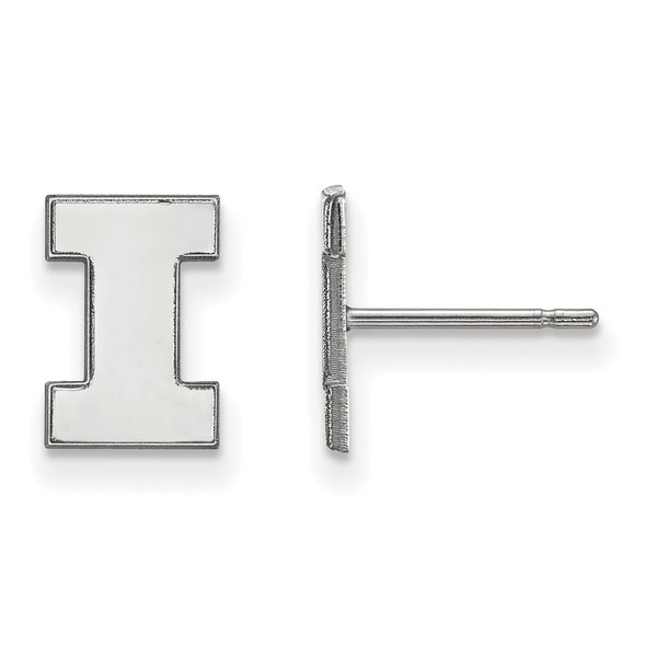 Sterling Silver Rhodium-plated LogoArt University of Illinois Letter I Extra Small Post Earrings