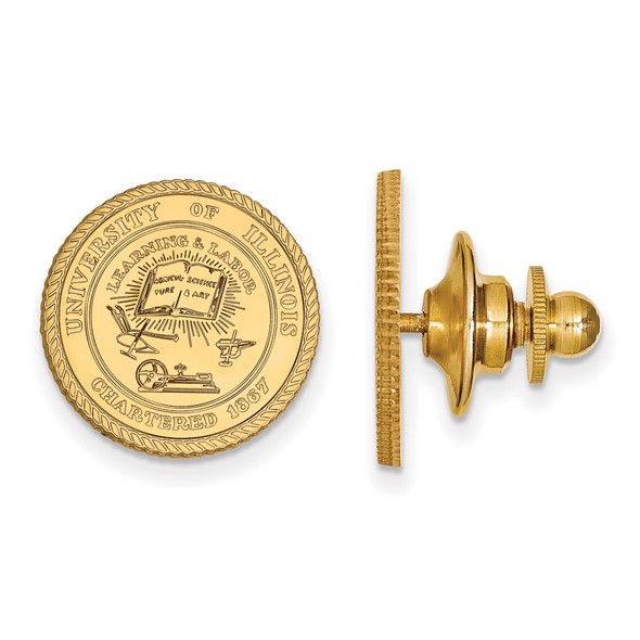 14k Gold LogoArt University of Illinois Crest Lapel Pin