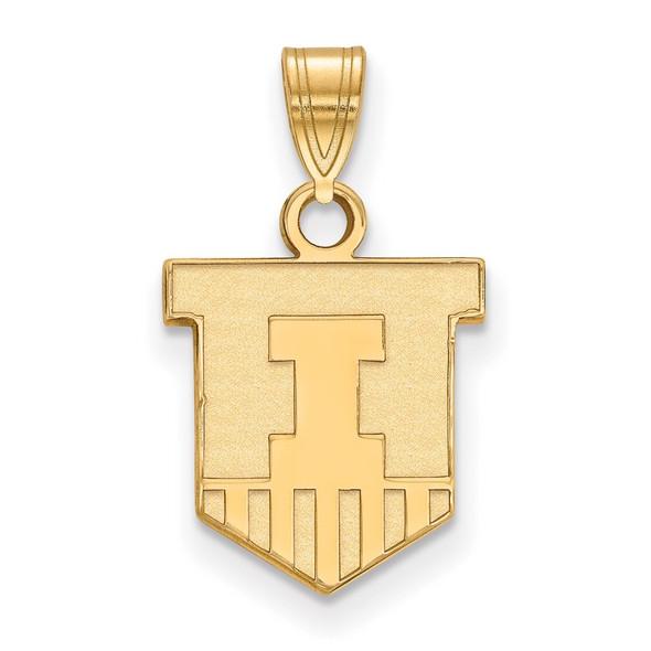 Sterling Silver Gold-plated LogoArt University of Illinois Victory Badge Small Pendant