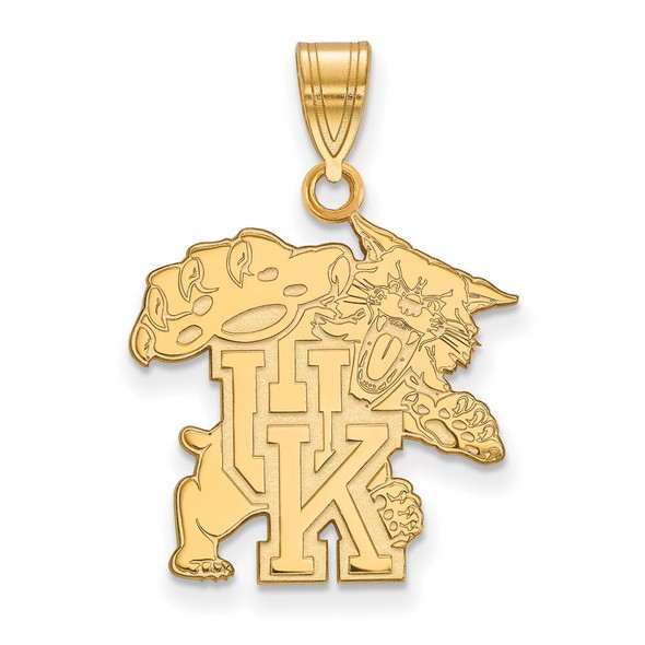 Sterling Silver Gold-plated LogoArt University of Kentucky U-K Wildcat Large Pendant