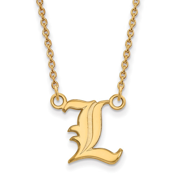 14k Gold LogoArt University of Louisville Letter L Small Pendant 18 inch Necklace