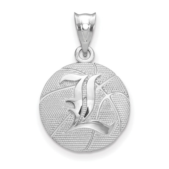 Sterling Silver Rhodium-plated LogoArt University of Louisville Letter L Basketball Pendant