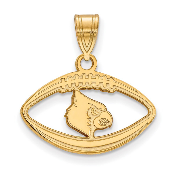 Sterling Silver Gold-plated LogoArt University of Louisville Cardinal Football Pendant