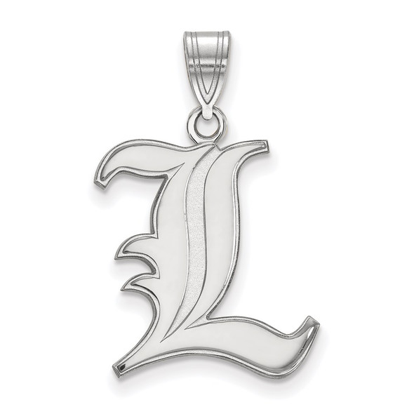 Sterling Silver Rhodium-plated LogoArt University of Louisville Letter L Large Pendant