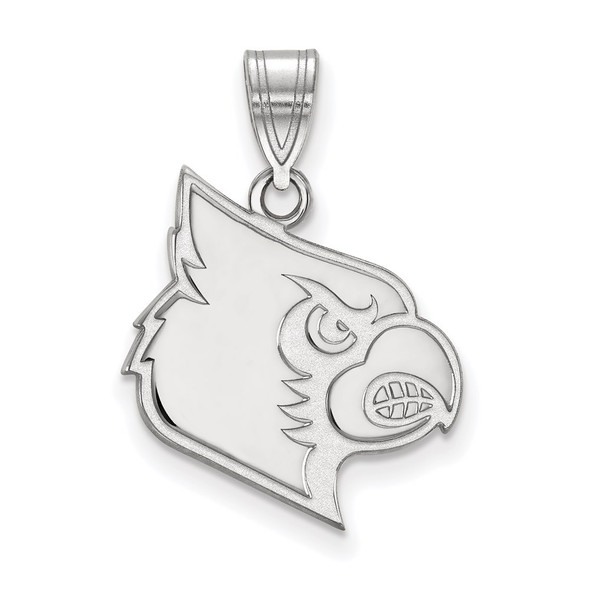 Sterling Silver Rhodium-plated LogoArt University of Louisville Cardinal Large Pendant