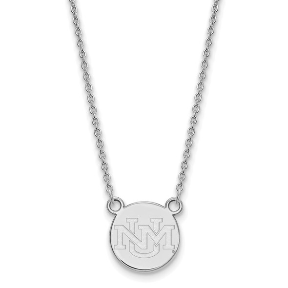 14k White Gold LogoArt University of New Mexico Small Pendant 18 inch Necklace