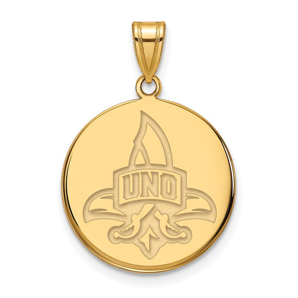 Sterling Silver Gold-plated LogoArt University of New Orleans Privateers Large Disc Pendant