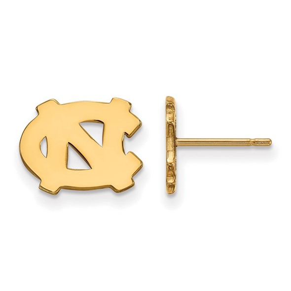 Sterling Silver Gold-plated LogoArt University of North Carolina N-C Extra Small Post Earrings