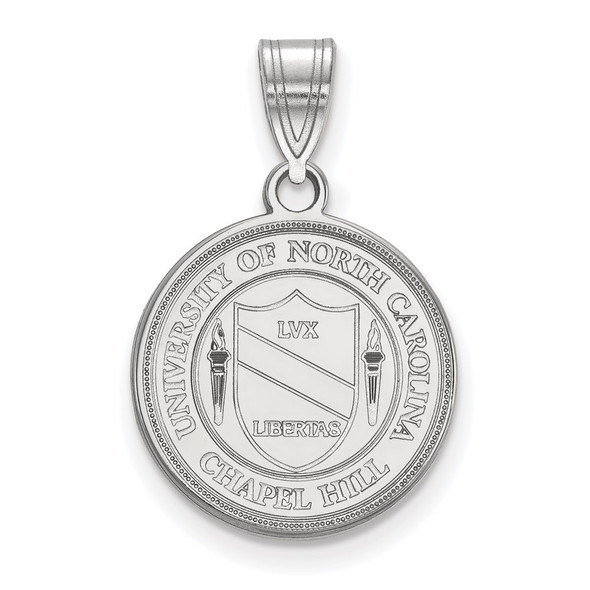 Sterling Silver Rhodium-plated LogoArt University of North Carolina Medium Crest Pendant