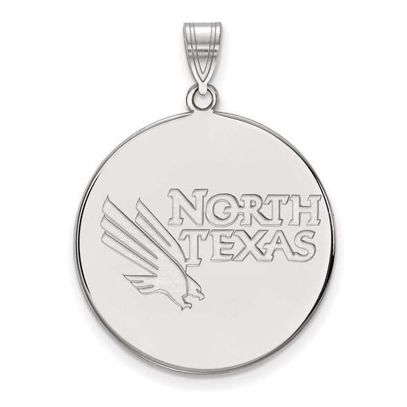 14k White Gold LogoArt University of North Texas Extra Large Disc Pendant