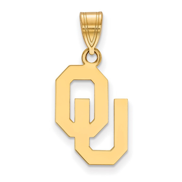 Sterling Silver Gold-plated LogoArt University of Oklahoma O-U Medium Pendant