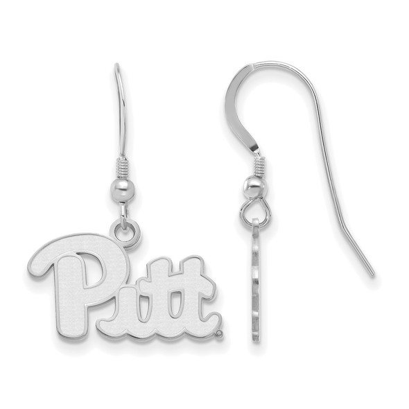 Sterling Silver Rhodium-plated LogoArt University of Pittsburgh Small Dangle Wire Earrings