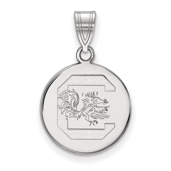 10k White Gold LogoArt University of South Carolina Medium Disc Pendant