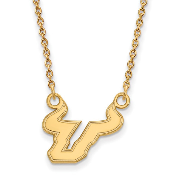 14k Gold LogoArt University of South Florida Bull Small Pendant 18 inch Necklace