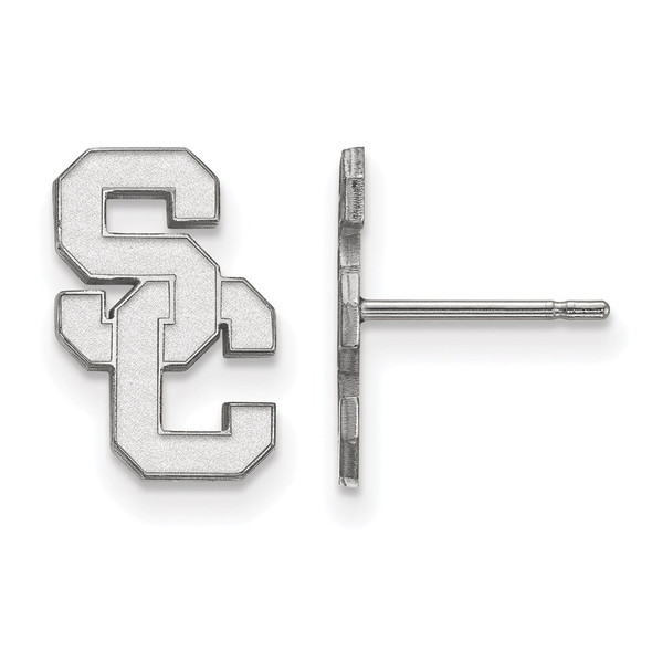 14k White Gold LogoArt University of Southern California S-C Small Post Earrings