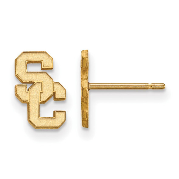 Sterling Silver Gold-plated LogoArt University of Southern California S-C Extra Small Post Earrings