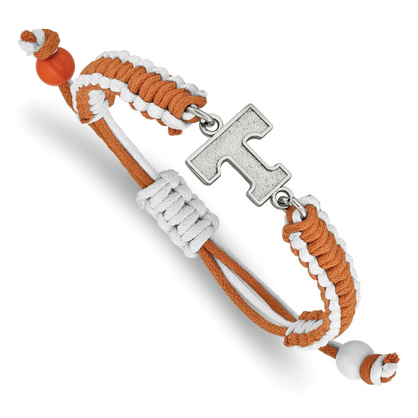 Stainless Steel LogoArt University of Tennessee Letter T Adjustable Cord Bracelet