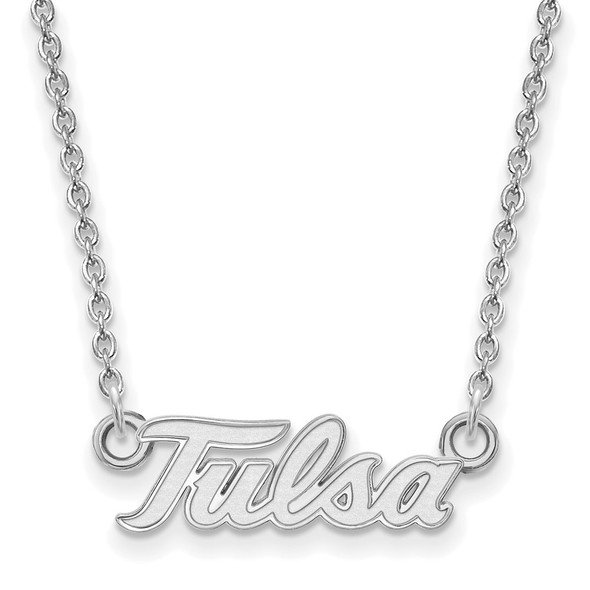 10k White Gold LogoArt University of Tulsa T-U Small Pendant 18 inch Necklace