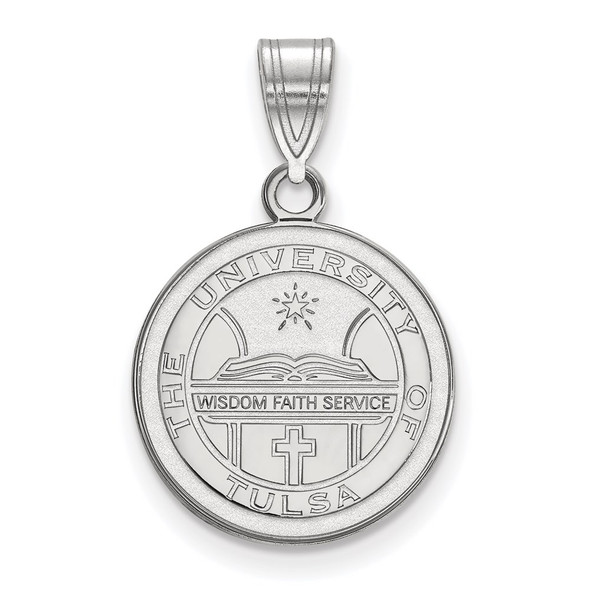 Sterling Silver Rhodium-plated LogoArt University of Tulsa Medium Crest Pendant