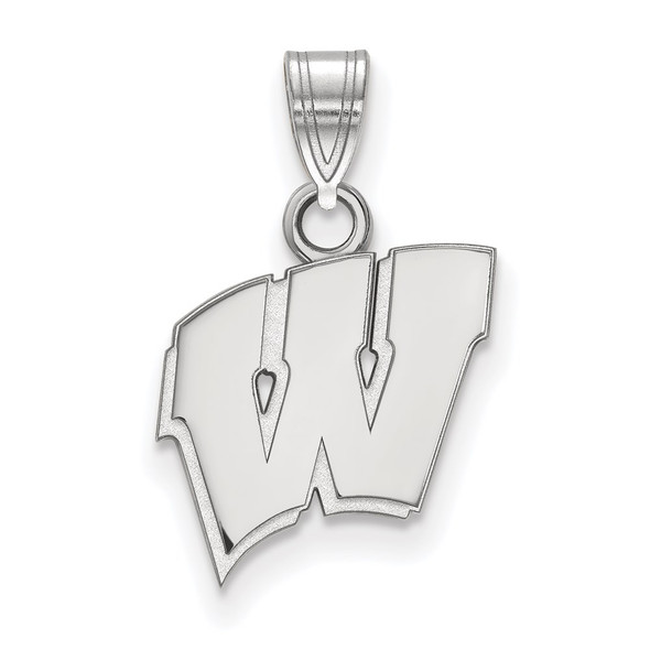 14k White Gold LogoArt University of Wisconsin Letter W Small Pendant