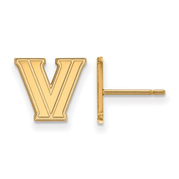 Sterling Silver Gold-plated LogoArt Villanova University Letter V Extra Small Post Earrings