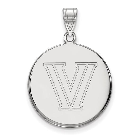 14k White Gold LogoArt Villanova University Letter V Large Disc Pendant