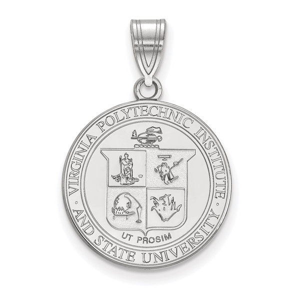 Sterling Silver Rhodium-plated LogoArt Virginia Tech Large Crest Pendant