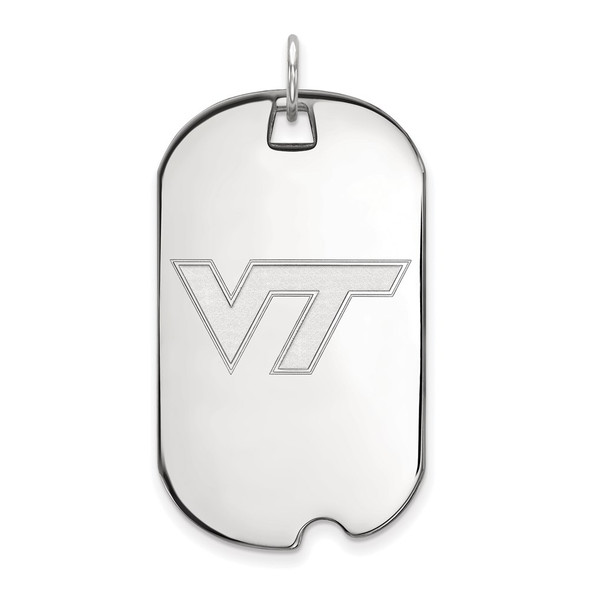 14k White Gold LogoArt Virginia Tech V-T Large Dog Tag Pendant