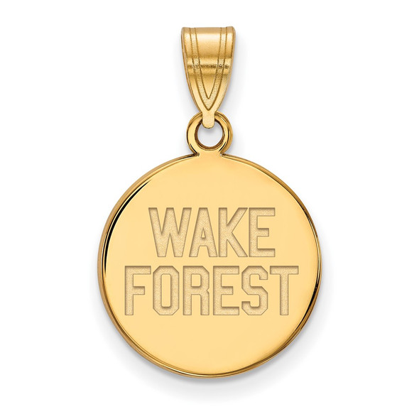 Sterling Silver Gold-plated LogoArt Wake Forest University W-F Deacon Medium Disc Pendant