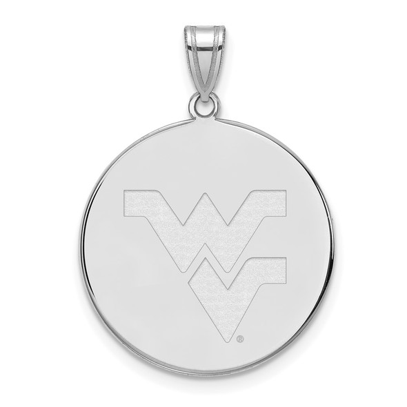 14k White Gold LogoArt West Virginia University W-V Extra Large Disc Pendant