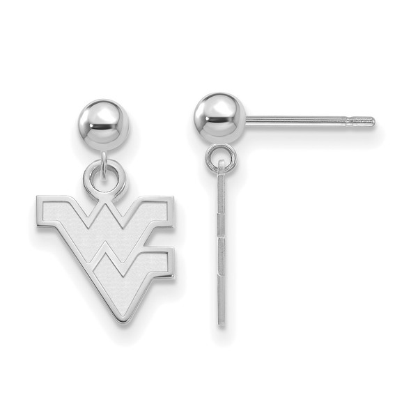 14k White Gold LogoArt West Virginia University W-V Dangle Ball Post Earrings