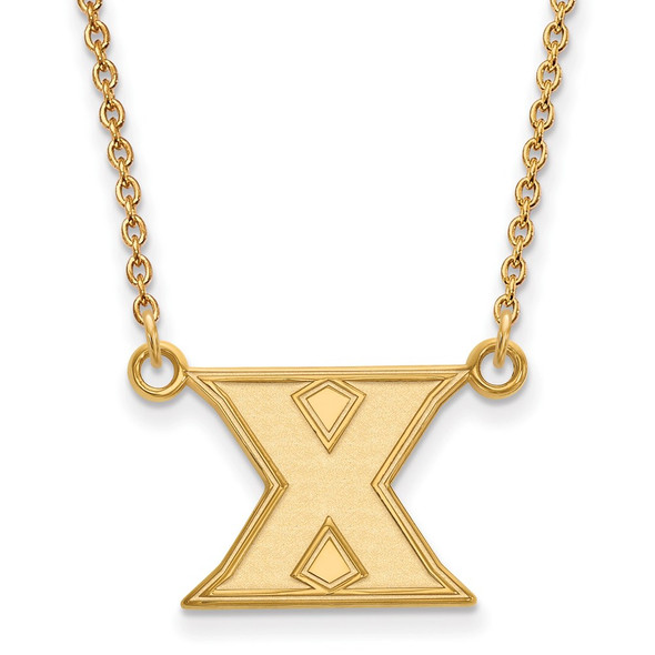 Sterling Silver Gold-plated LogoArt Xavier University Letter X Small Pendant 18 inch Necklace