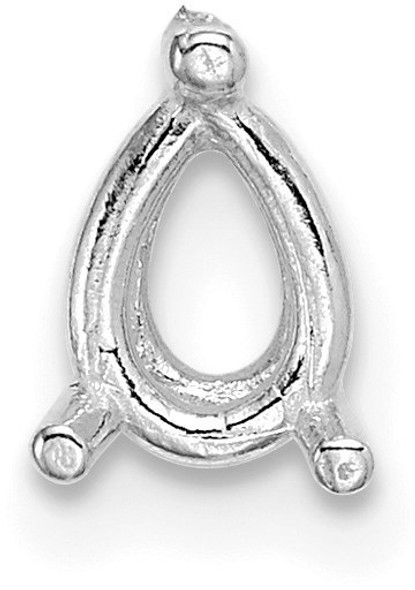 14k White Gold Pear 3-Prong 3 x 2mm Wire Setting